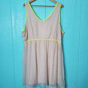 ❤ Katia sleeveless dress with a polka-dot print and neon yellow Details Size 3XL